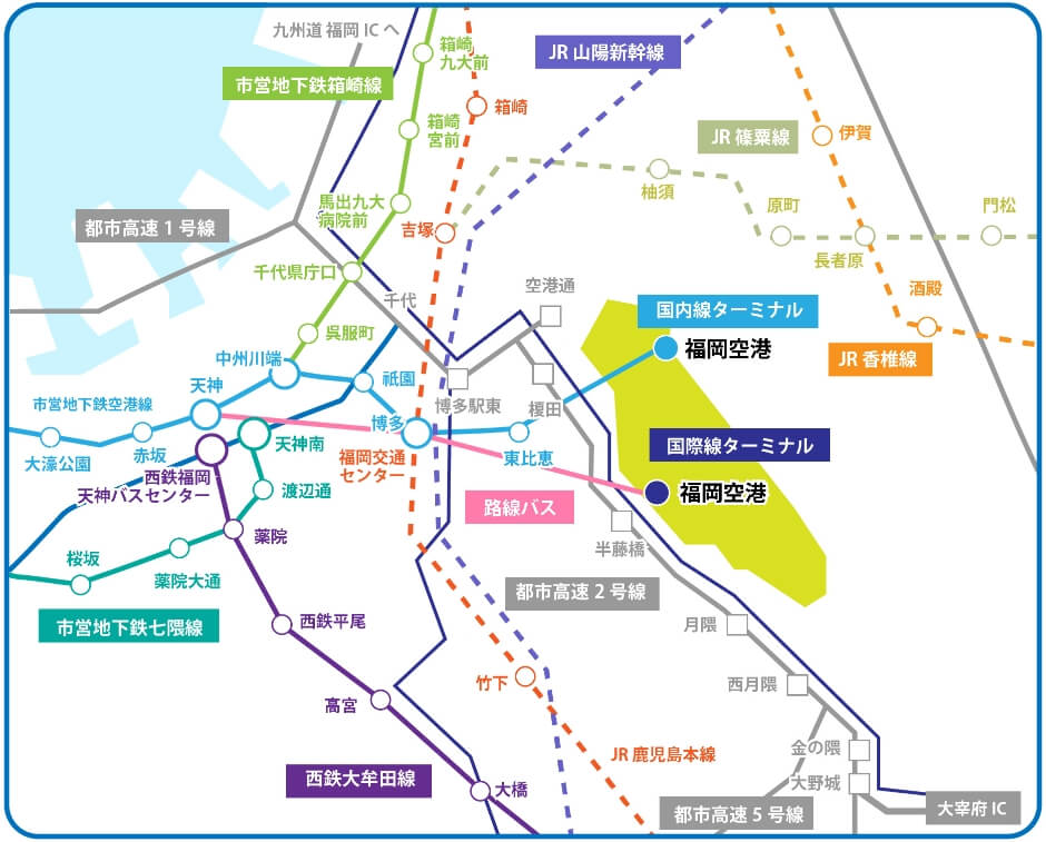 福岡の主要路線図